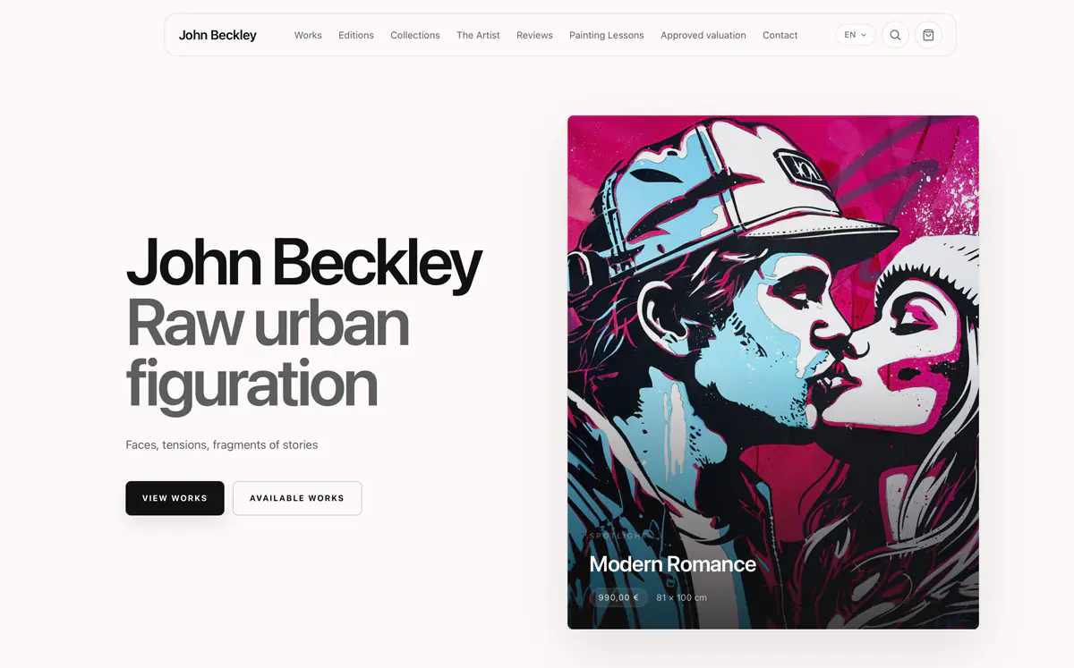 Homepage of johnbeckley.com, a website built with Khroma